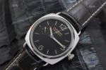 Swiss Grade Copy Padiomir Panerai Watch Stainless Steel Case Black Leather Strap